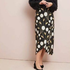 Anthropologie Maeve Craspedia Skirt Stretch Knit Small Elastic Black White